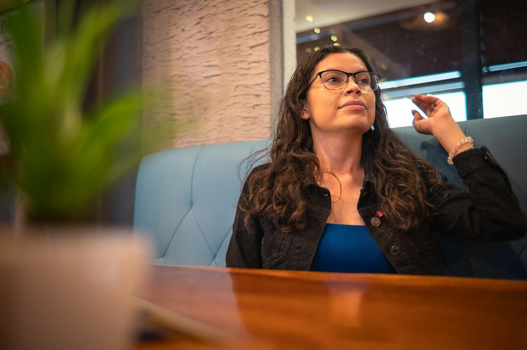 woman listening in business discussion